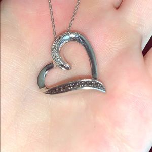 Sterling Silver Diamond Heart Necklace